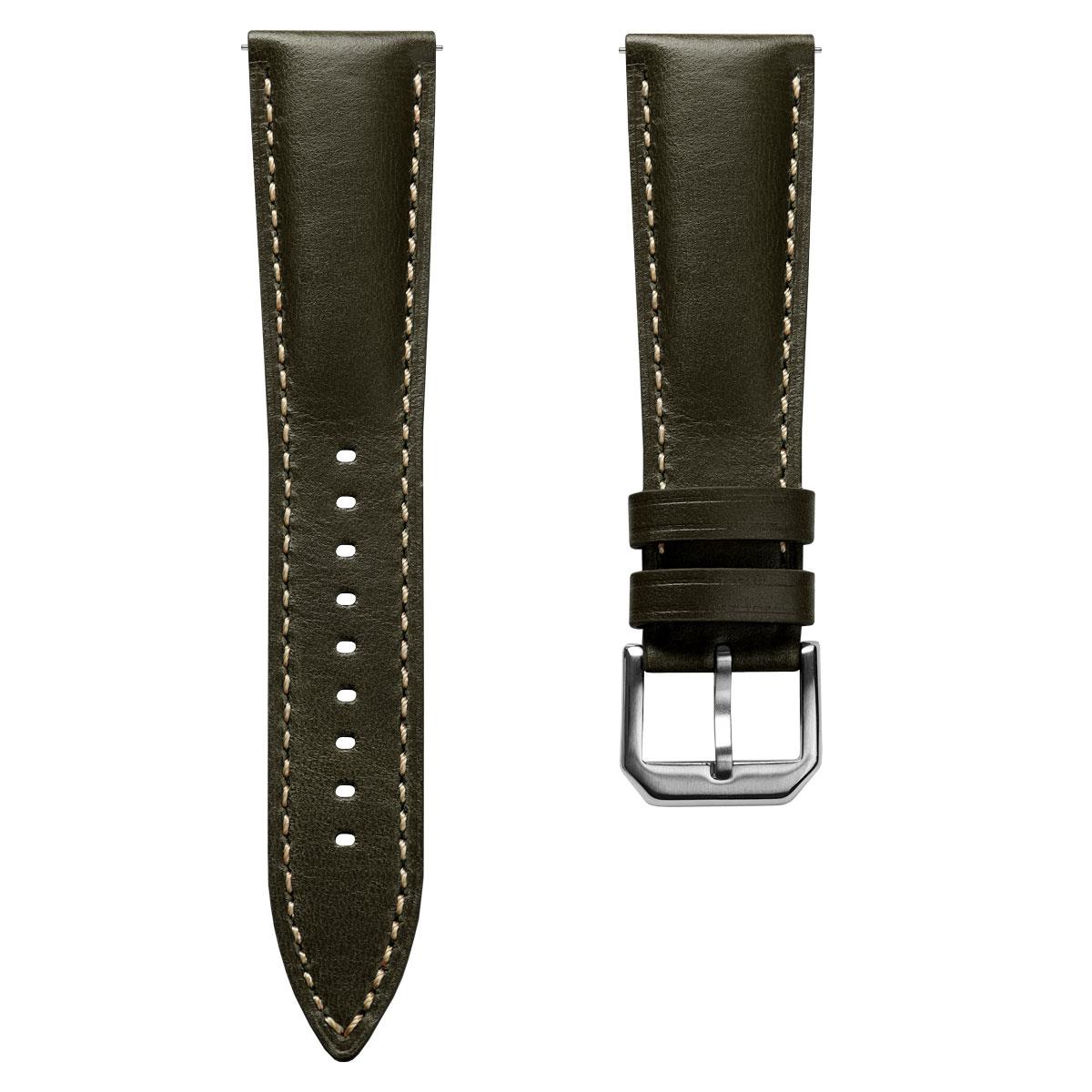 Tenby Classic Padded Genuine Leather Watch Strap - Green