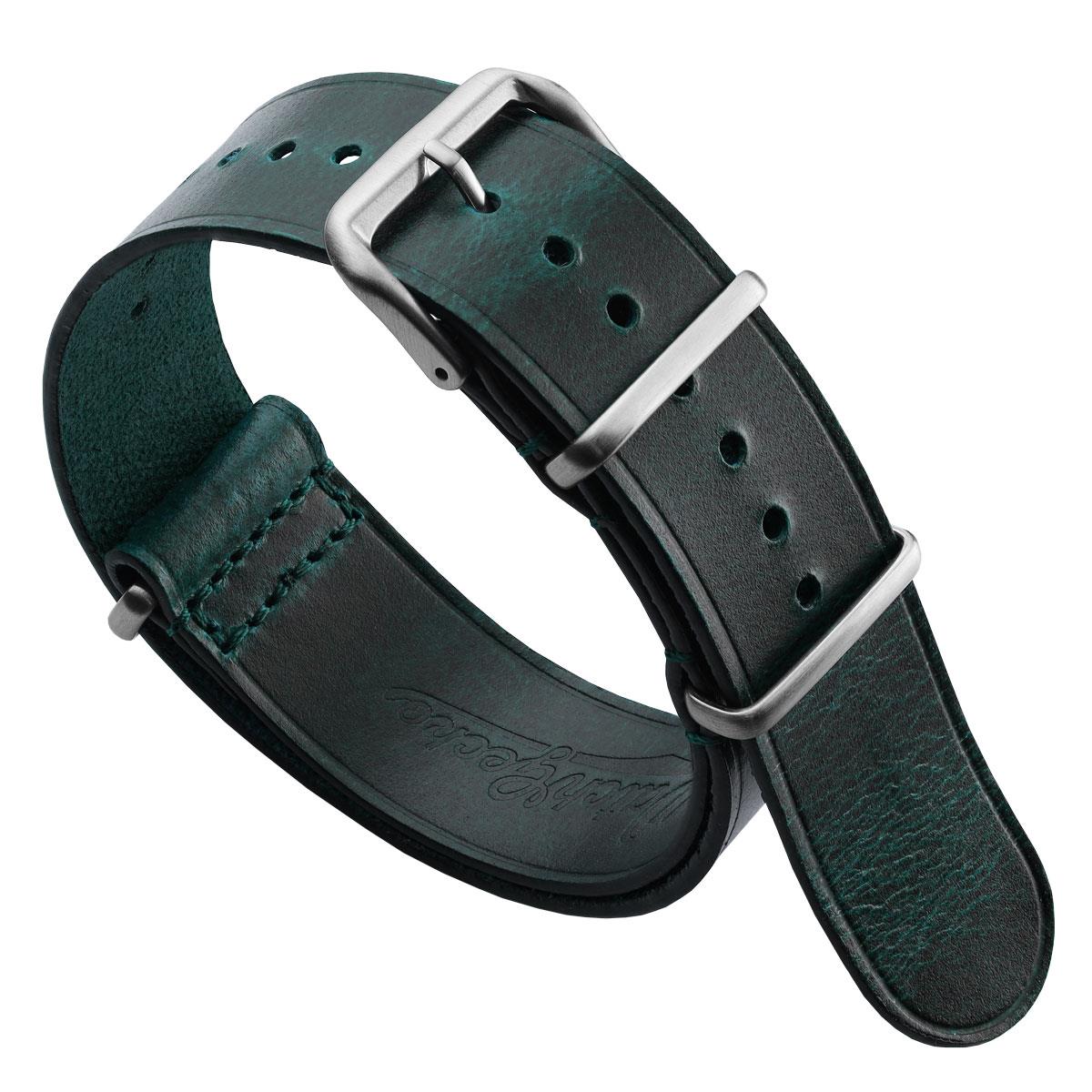 WatchGecko Genuine Leather British Military Watch Strap: Cambridge - Vintage Teal