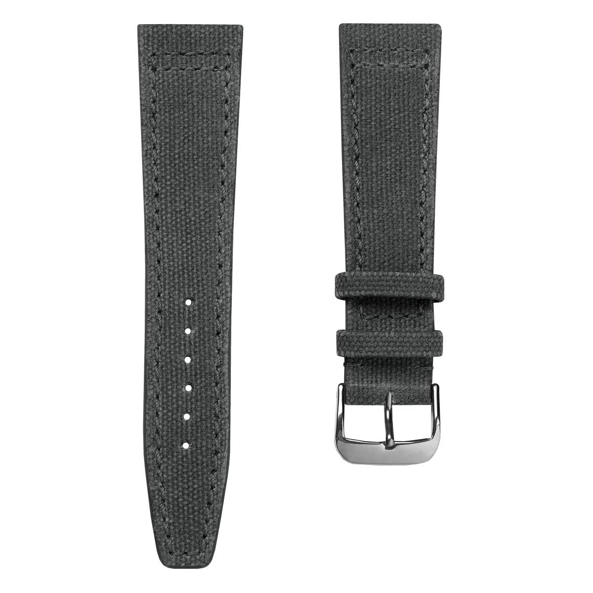 WatchGecko Handmade Two-Piece Canvas Watch Strap - Grey