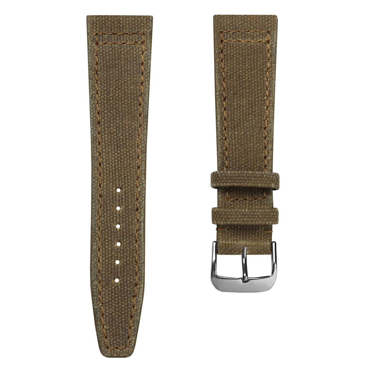 WatchGecko Handmade Two-Piece Canvas Watch Strap - Brown