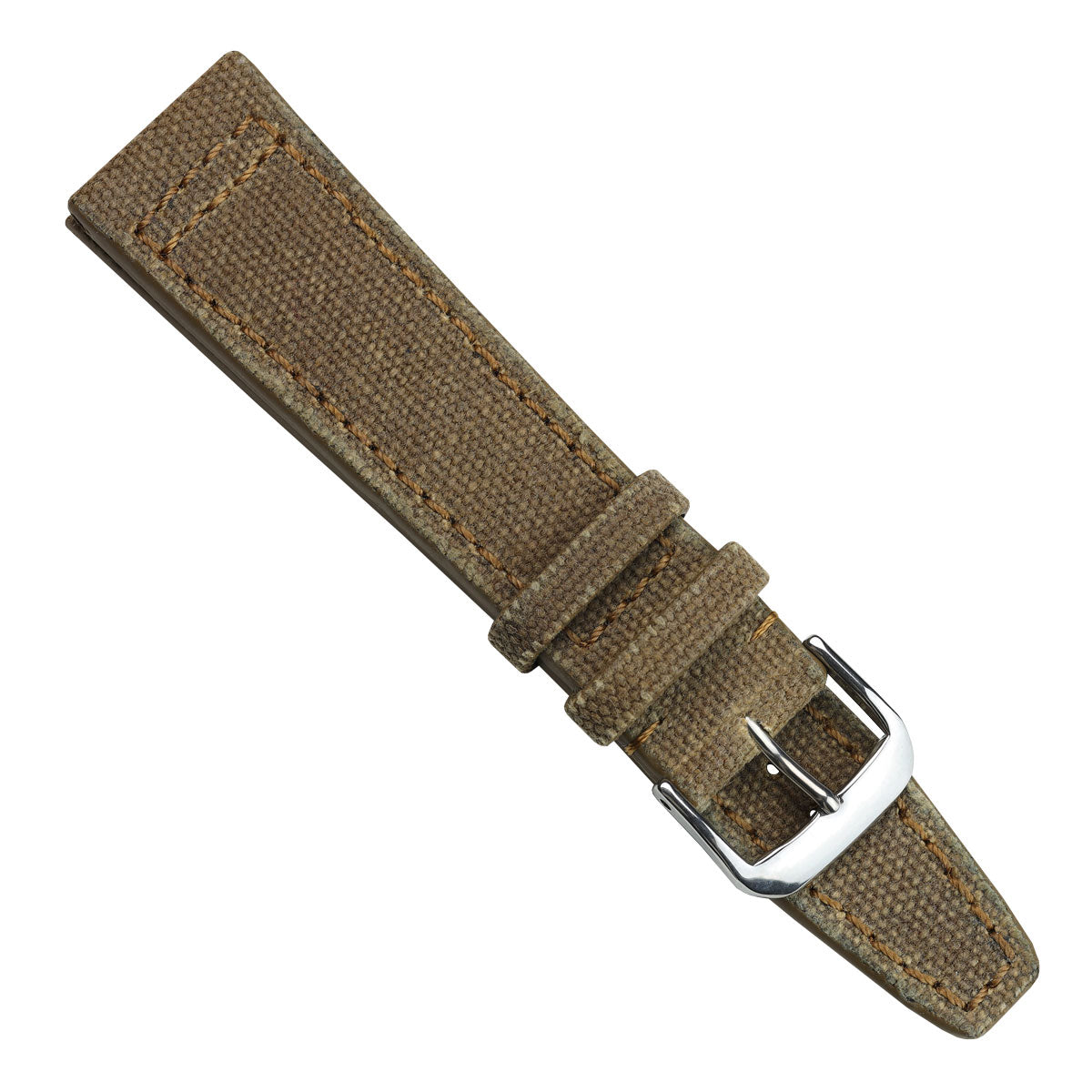 WatchGecko Handmade Two-Piece Canvas Watch Strap - Brown