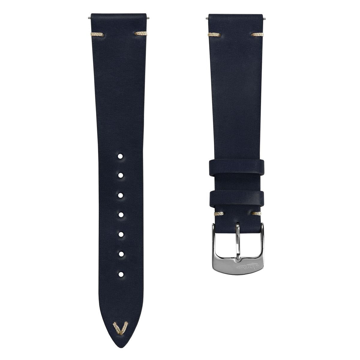 Cromford Horween Shell Cordovan Leather Watch Strap - Navy Blue