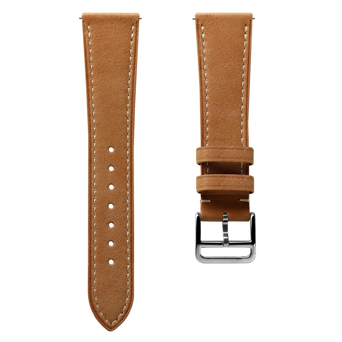 Brixham Pastel Colours Flat Leather Watch Strap - Light Brown