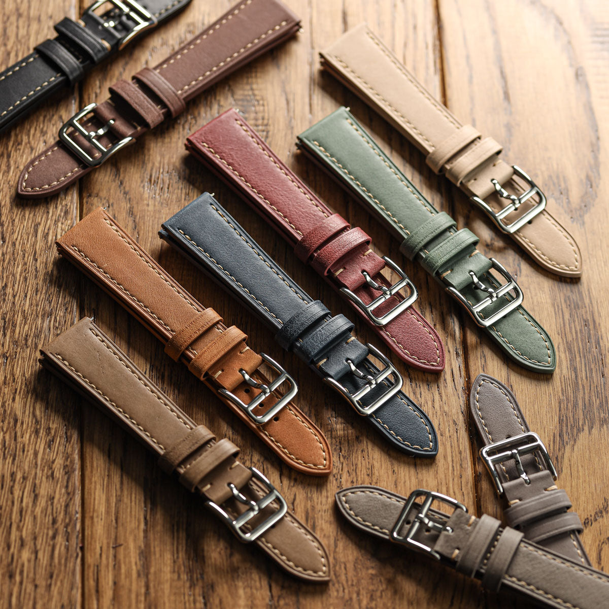 Brixham Pastel Colours Flat Leather Watch Strap - Light Brown