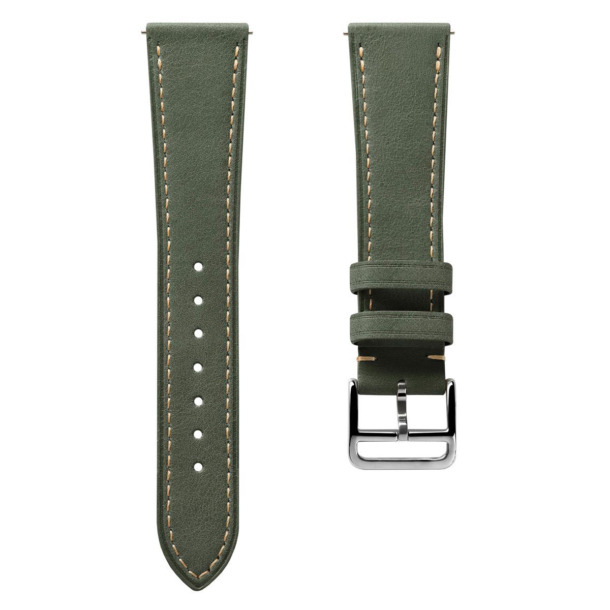 Brixham Pastel Colours Flat Leather Watch Strap - Sage Green