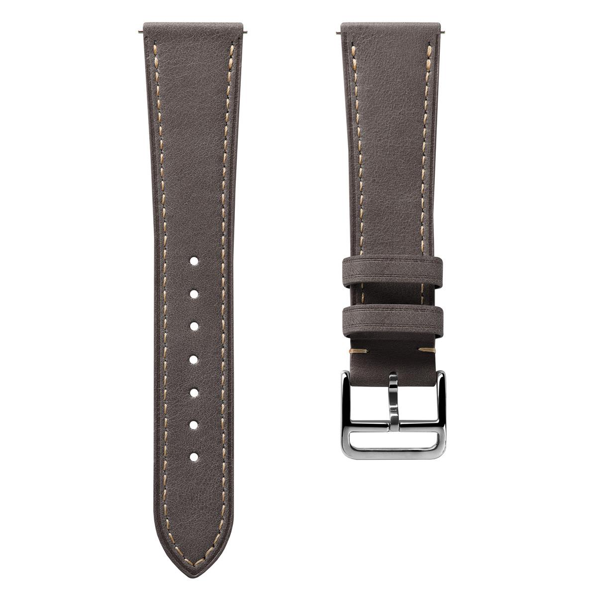 Brixham Pastel Colours Flat Leather Watch Strap - Dark Grey
