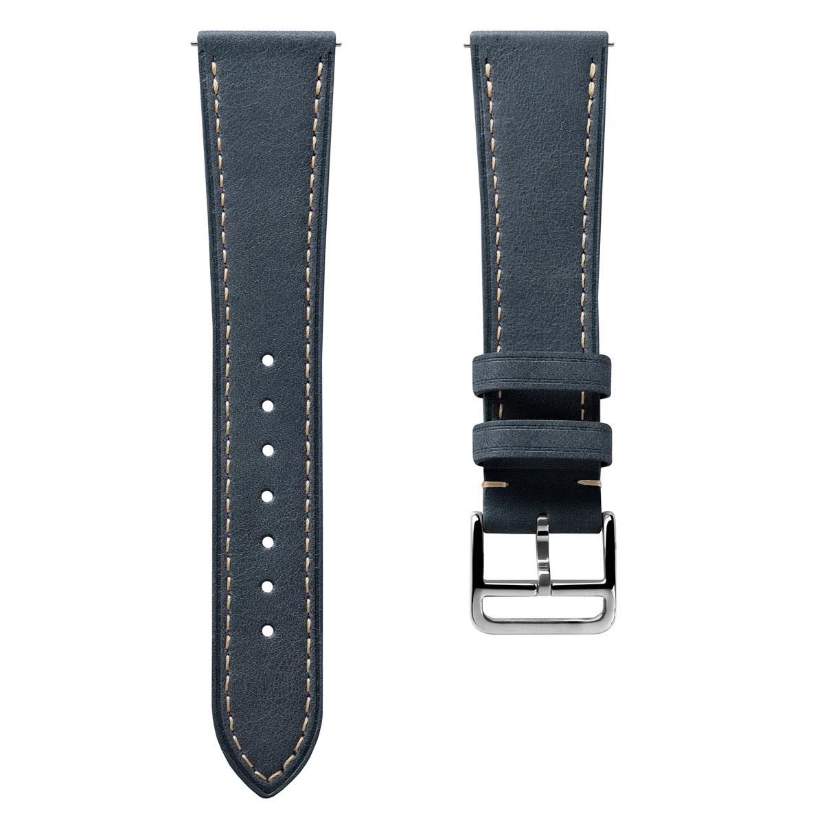 Brixham Pastel Colours Flat Leather Watch Strap - Dark Blue