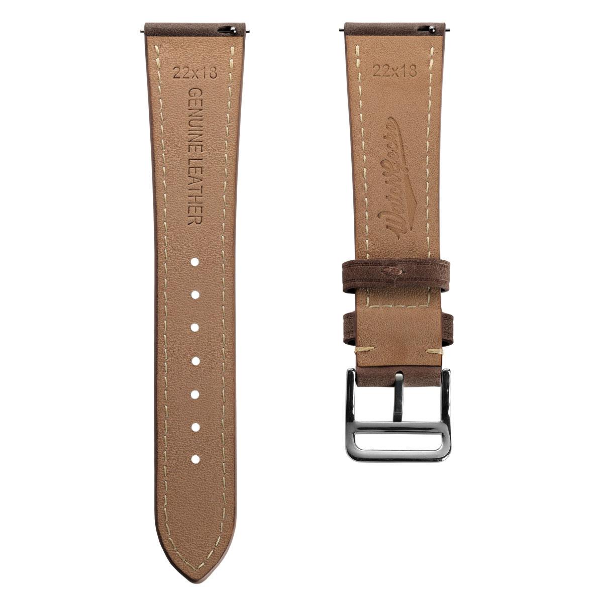 Brixham Pastel Colours Flat Leather Watch Strap - Chestnut Brown