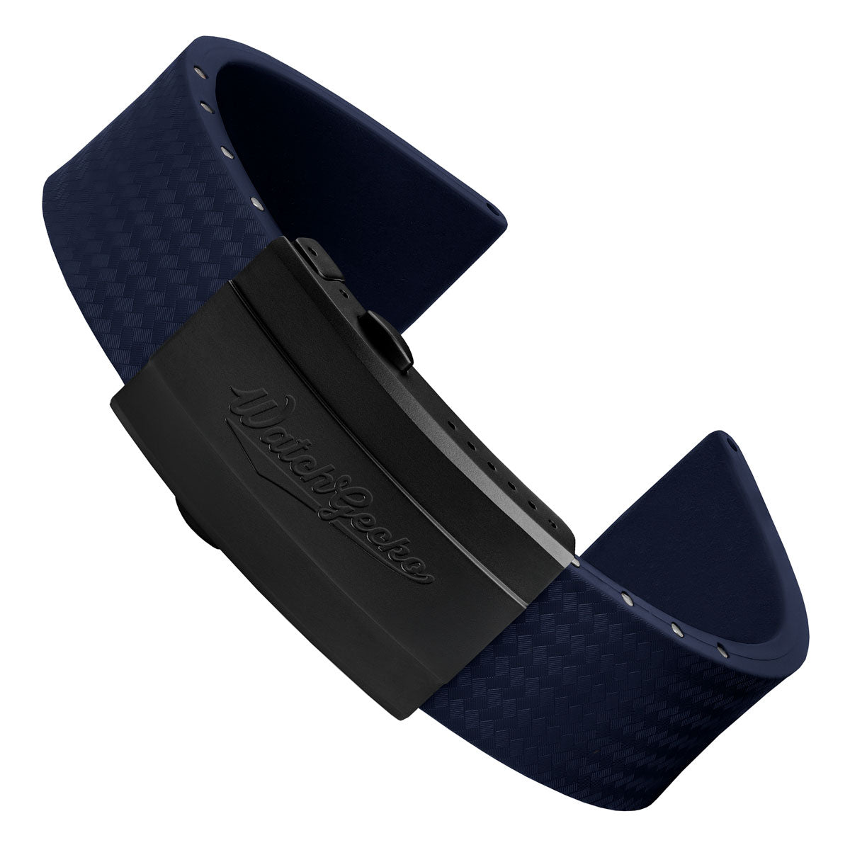 WatchGecko 400 Italian Rubber Divers Reversible Watch Strap - Dark Blue - IP Black