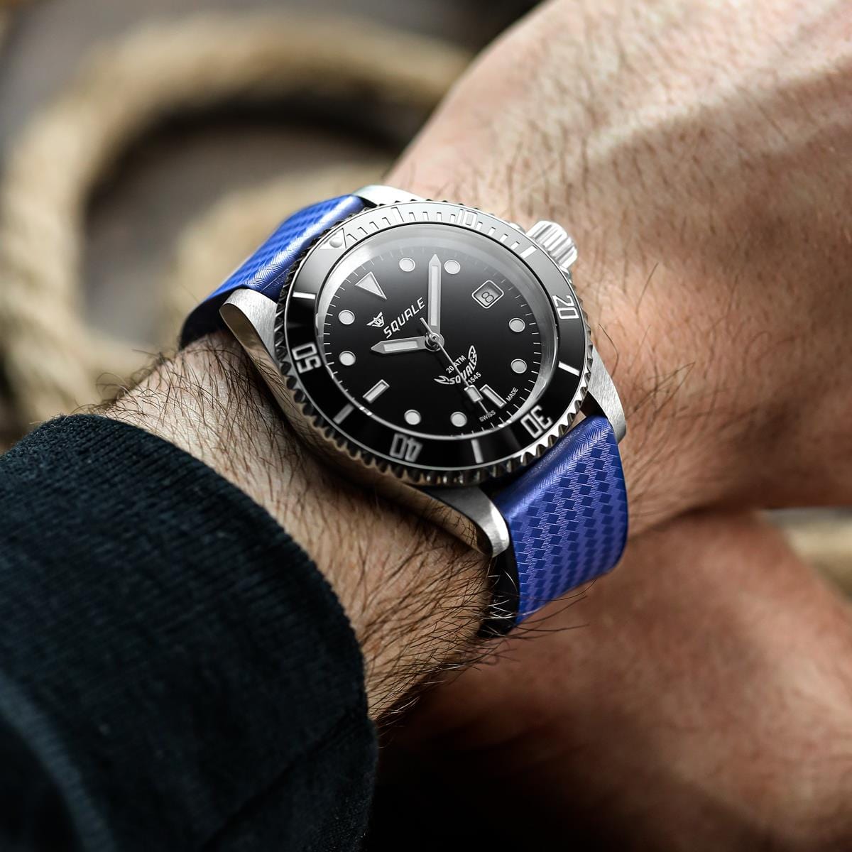 WatchGecko 400 Italian Rubber Divers Reversible Watch Strap - Anthracite - IP Black