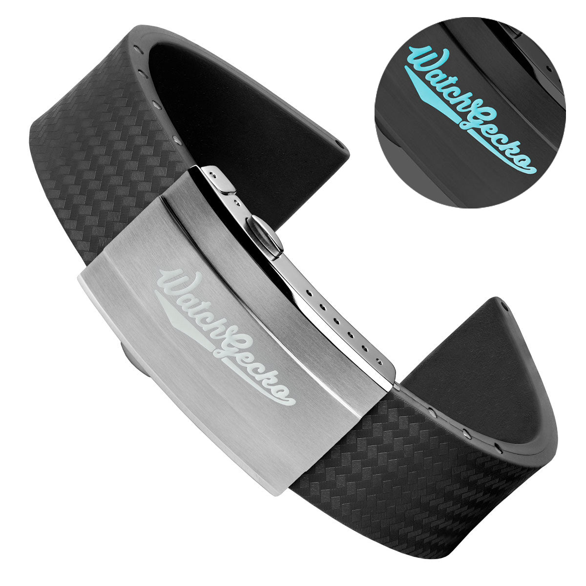 WatchGecko 400 Italian Rubber Divers Reversible Watch Strap - Anthracite - Super Luminova