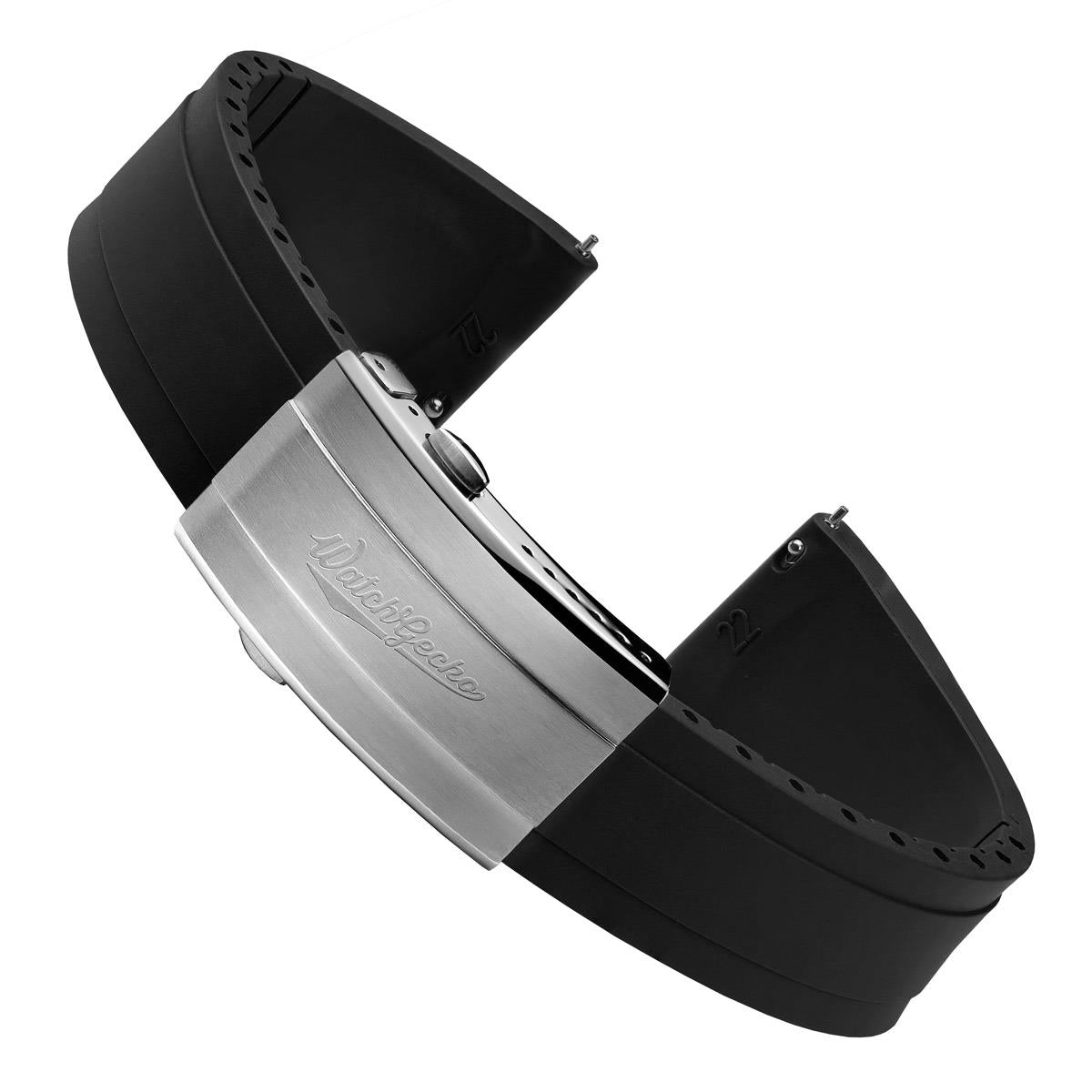WatchGecko Sedona CTS Rubber Deployant Watch Strap - Jet Black