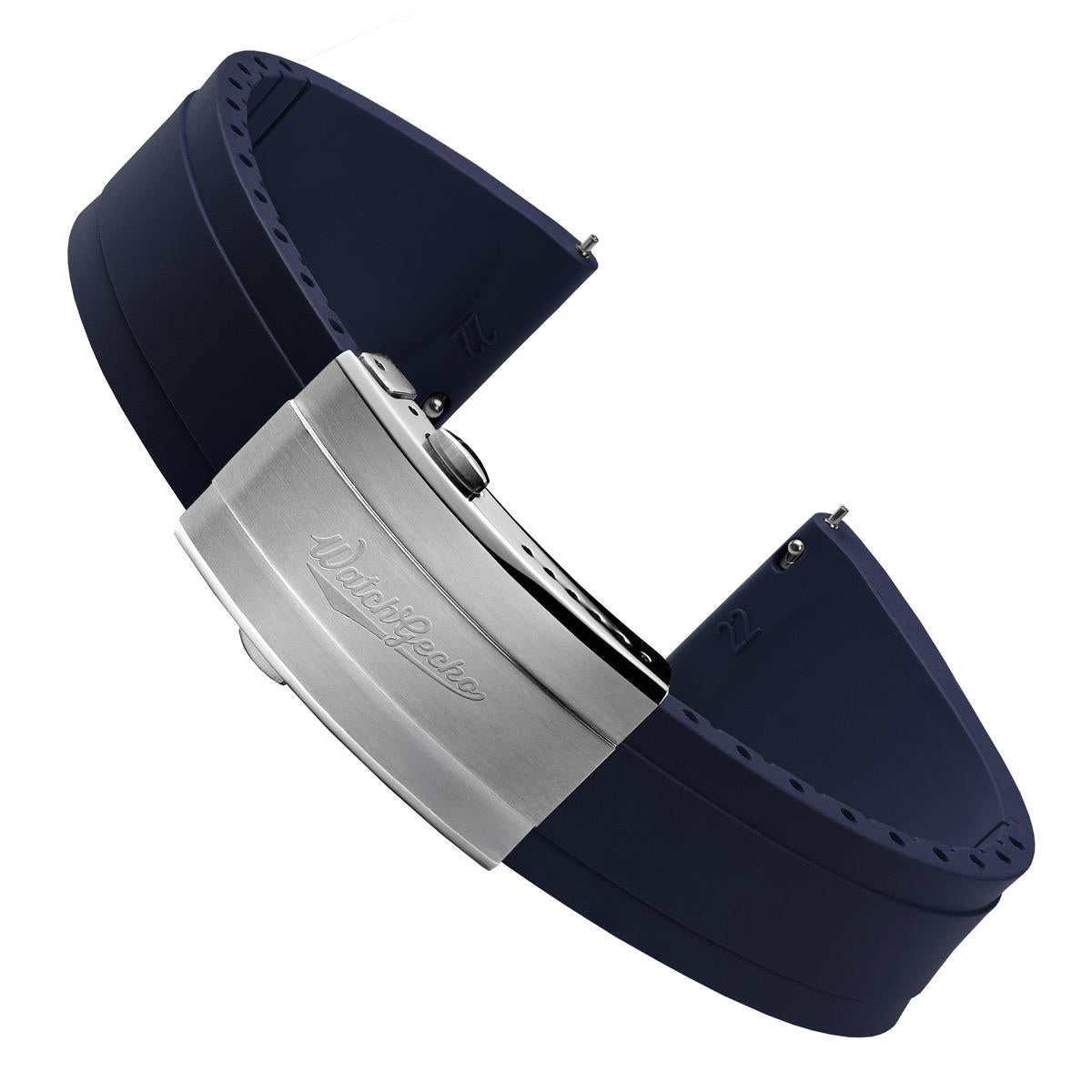 WatchGecko Sedona CTS Rubber Deployant Watch Strap - Navy Blue