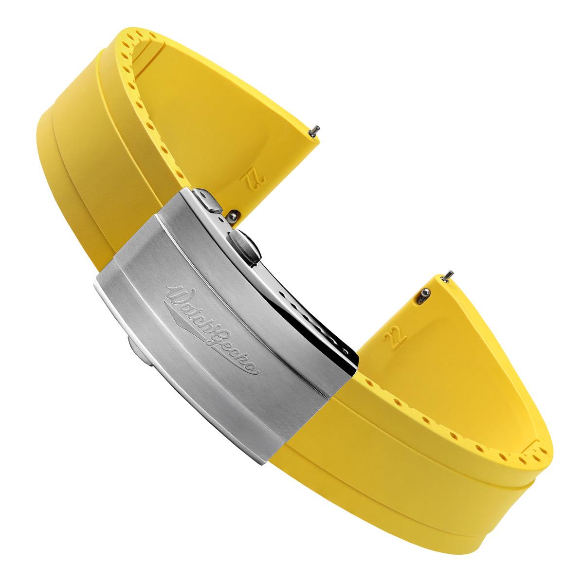 WatchGecko Sedona CTS Rubber Deployant Watch Strap - Canary Yellow
