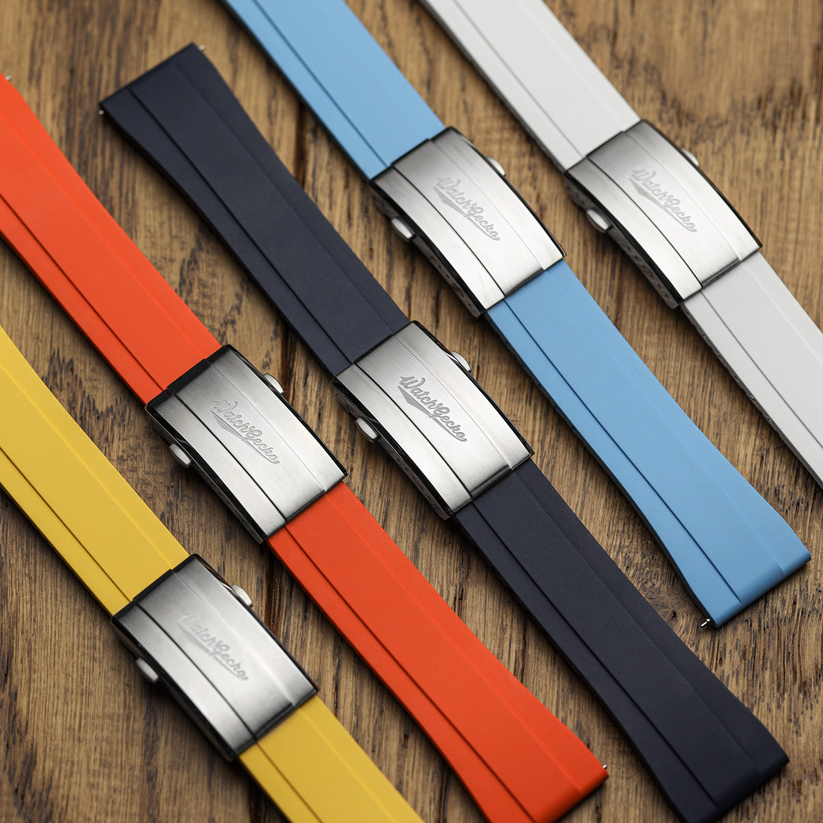 WatchGecko Sedona CTS Rubber Deployant Watch Strap - Canary Yellow