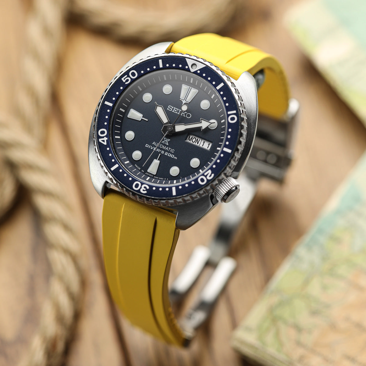 WatchGecko Sedona CTS Rubber Deployant Watch Strap - Canary Yellow