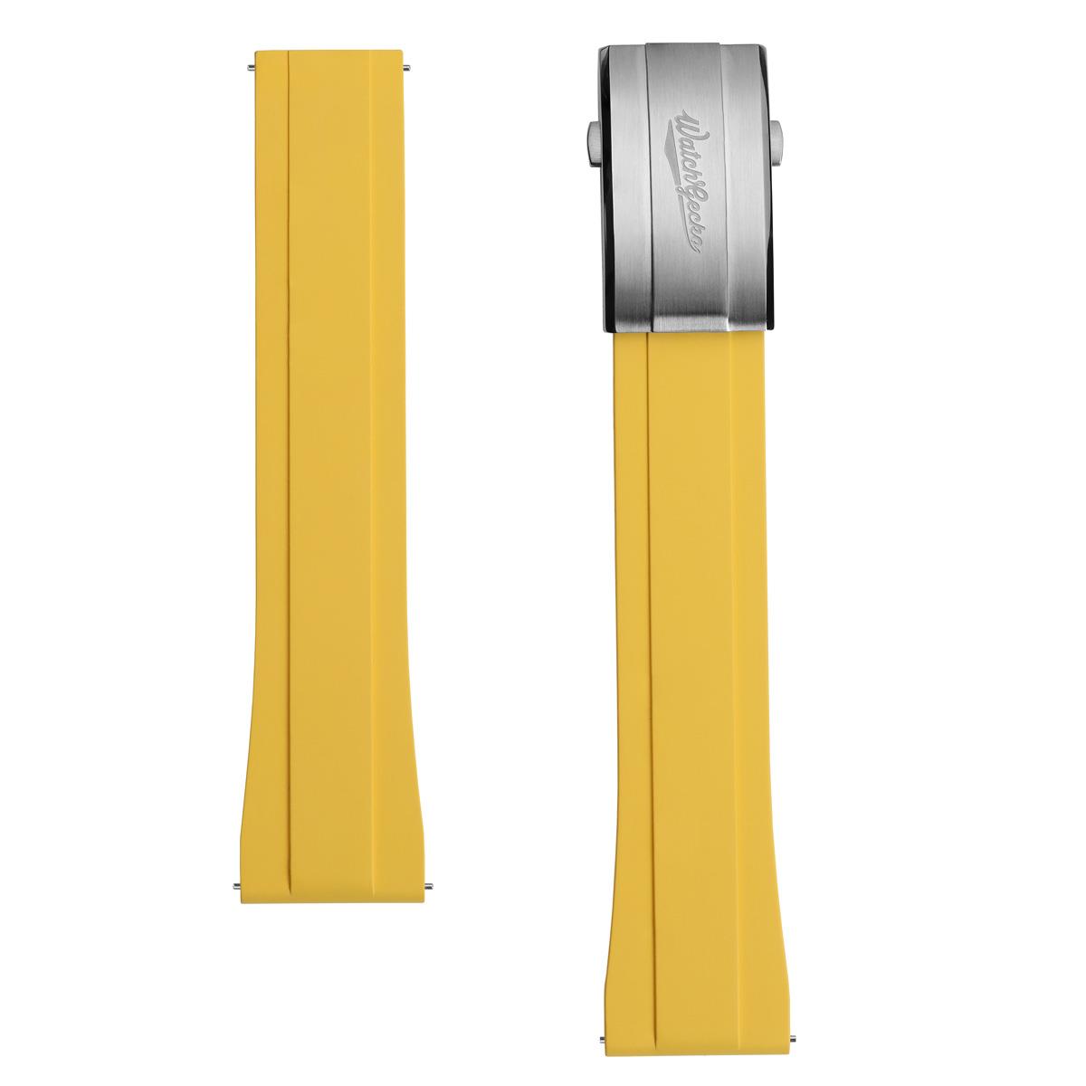 WatchGecko Sedona CTS Rubber Deployant Watch Strap - Canary Yellow