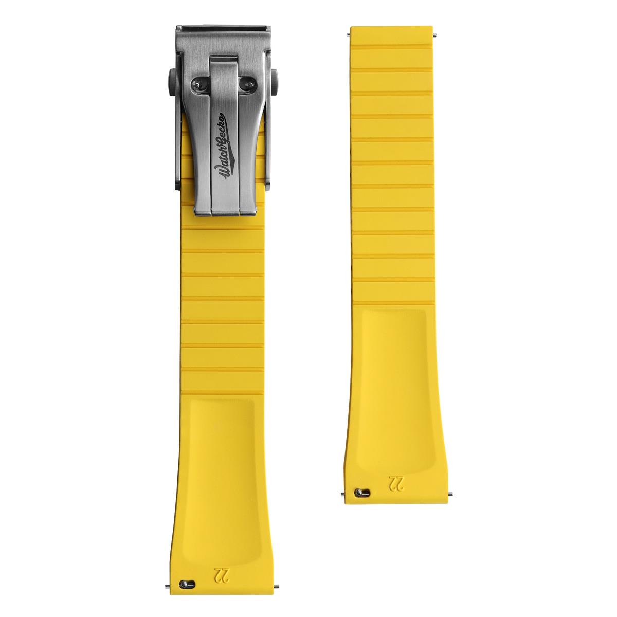 WatchGecko Sedona CTS Rubber Deployant Watch Strap - Canary Yellow