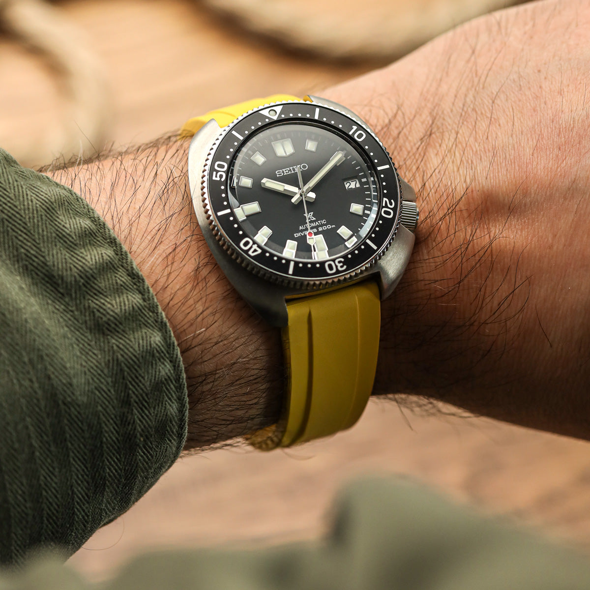 WatchGecko Sedona CTS Rubber Deployant Watch Strap - Canary Yellow