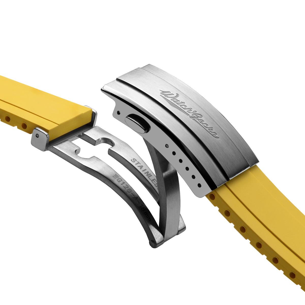 WatchGecko Sedona CTS Rubber Deployant Watch Strap - Canary Yellow