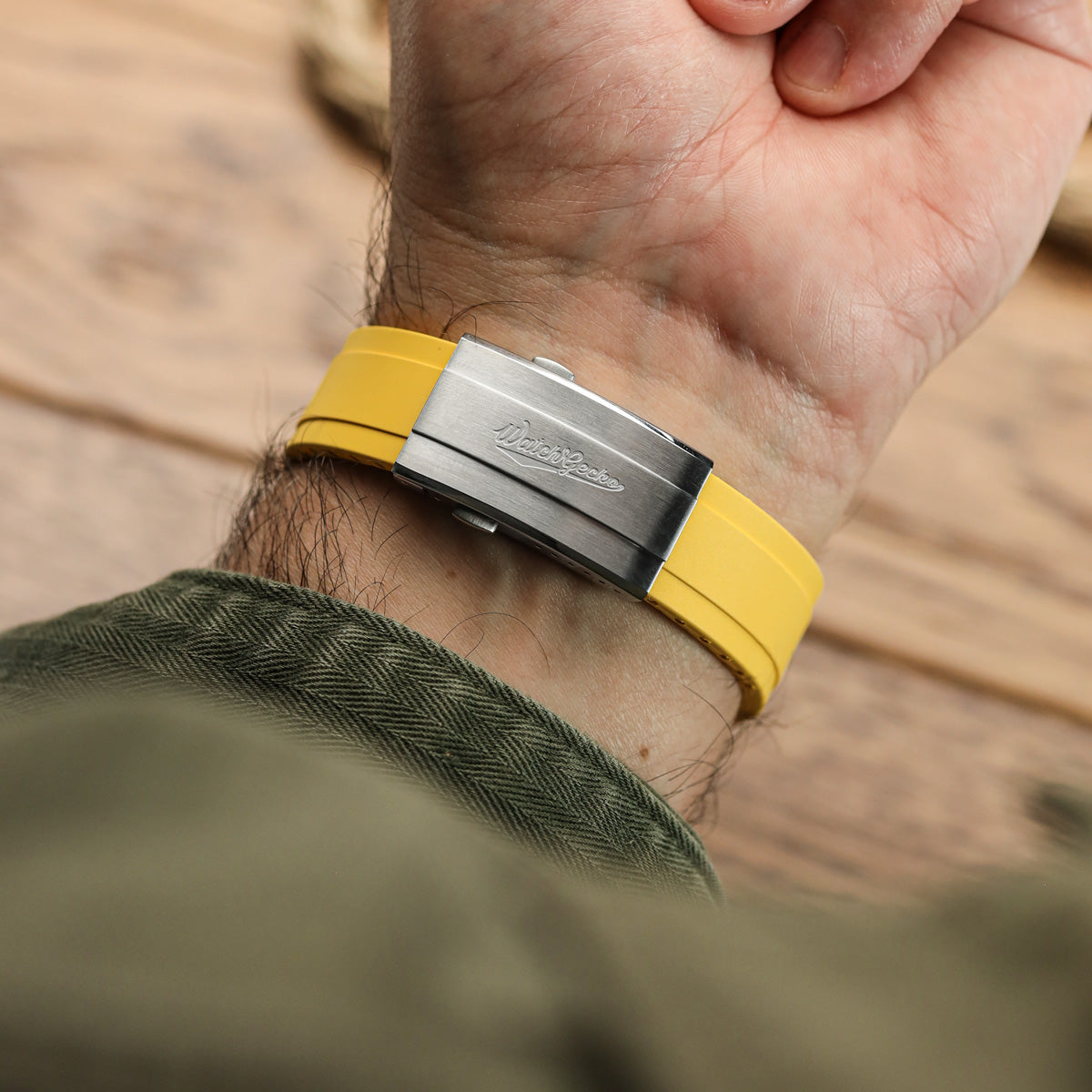 WatchGecko Sedona CTS Rubber Deployant Watch Strap - Canary Yellow