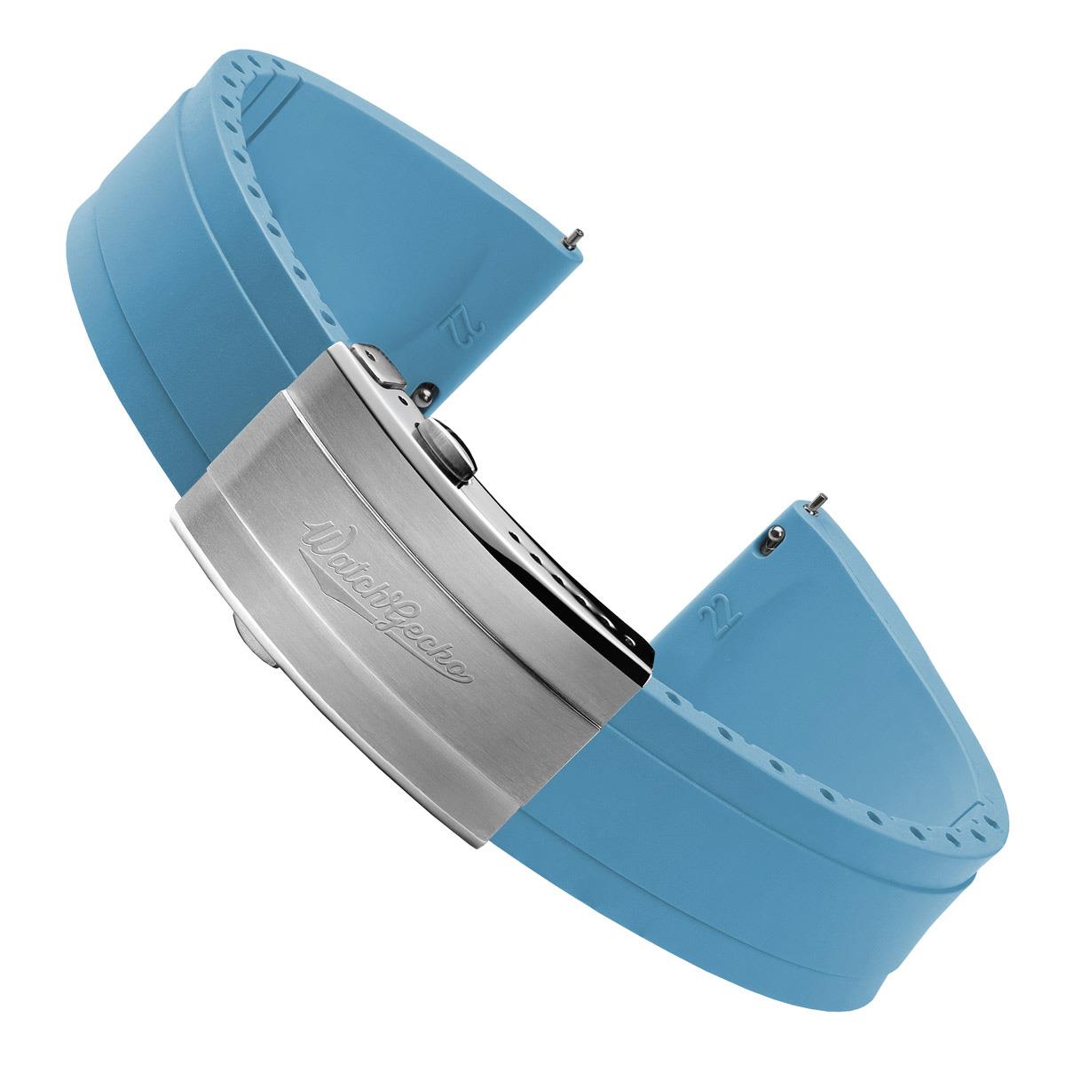 WatchGecko Sedona CTS Rubber Deployant Watch Strap - Sky Blue