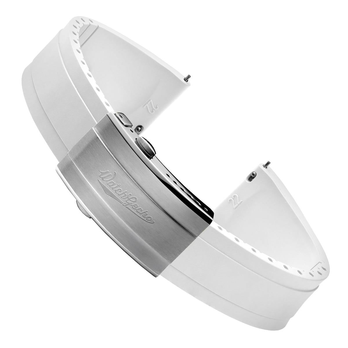 WatchGecko Sedona CTS Rubber Deployant Watch Strap - Ice White