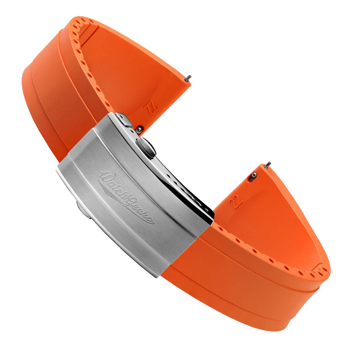 WatchGecko Sedona CTS Rubber Deployant Watch Strap - Spanish Orange