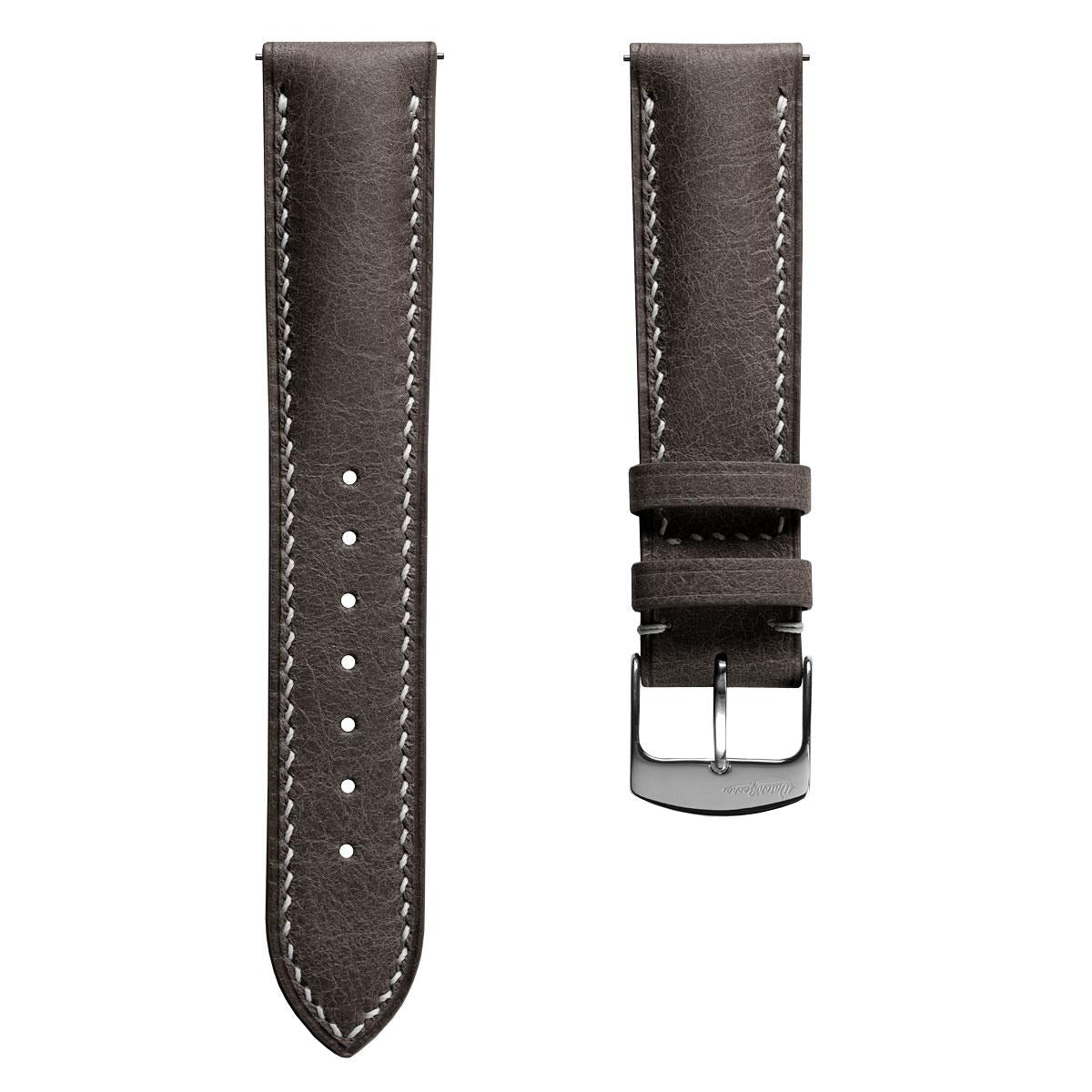 Lerano Tuscan Padded Leather Watch Strap - Dark Brown