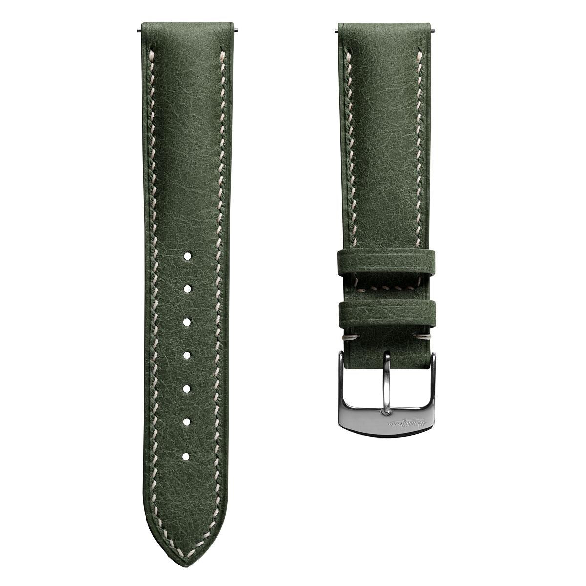 Lerano Tuscan Padded Leather Watch Strap - Green