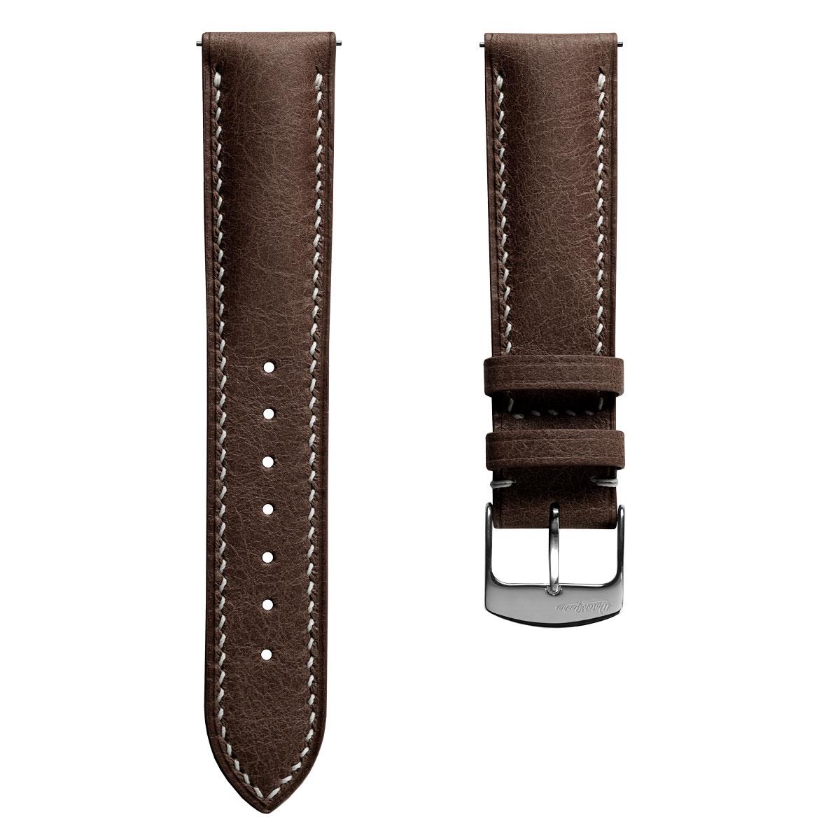Lerano Tuscan Padded Leather Watch Strap - Medium Brown