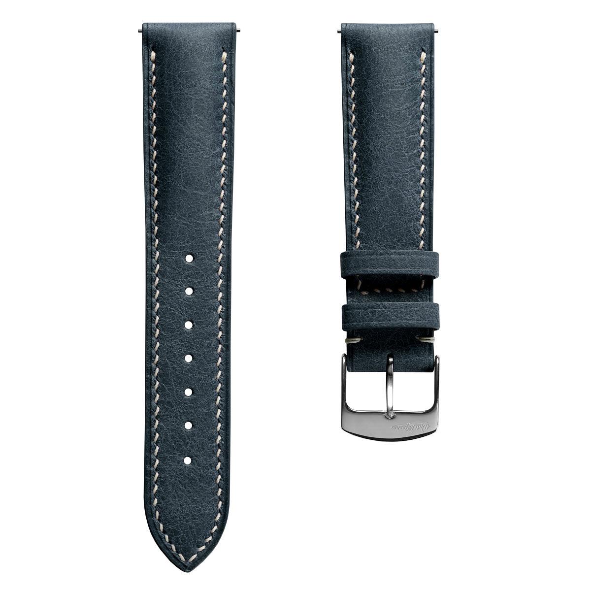 Lerano Tuscan Padded Leather Watch Strap - Blue