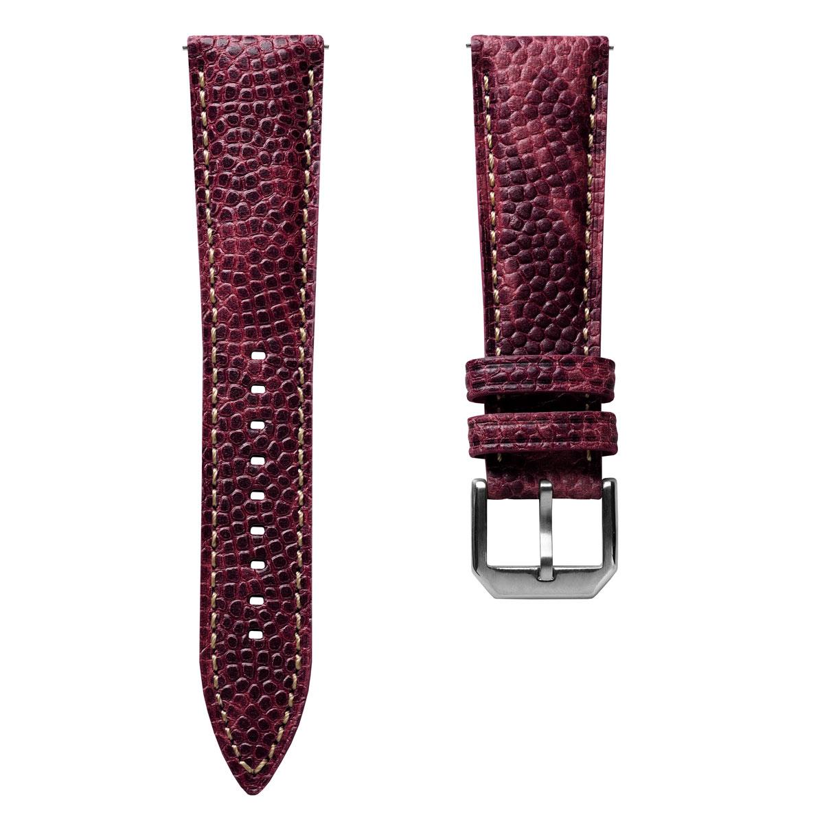WatchGecko Adassa Classic Caviar Leather Watch Strap - Oxblood Red