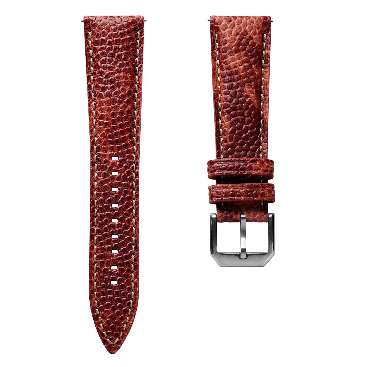 WatchGecko Adassa Classic Caviar Leather Watch Strap - Ember Orange