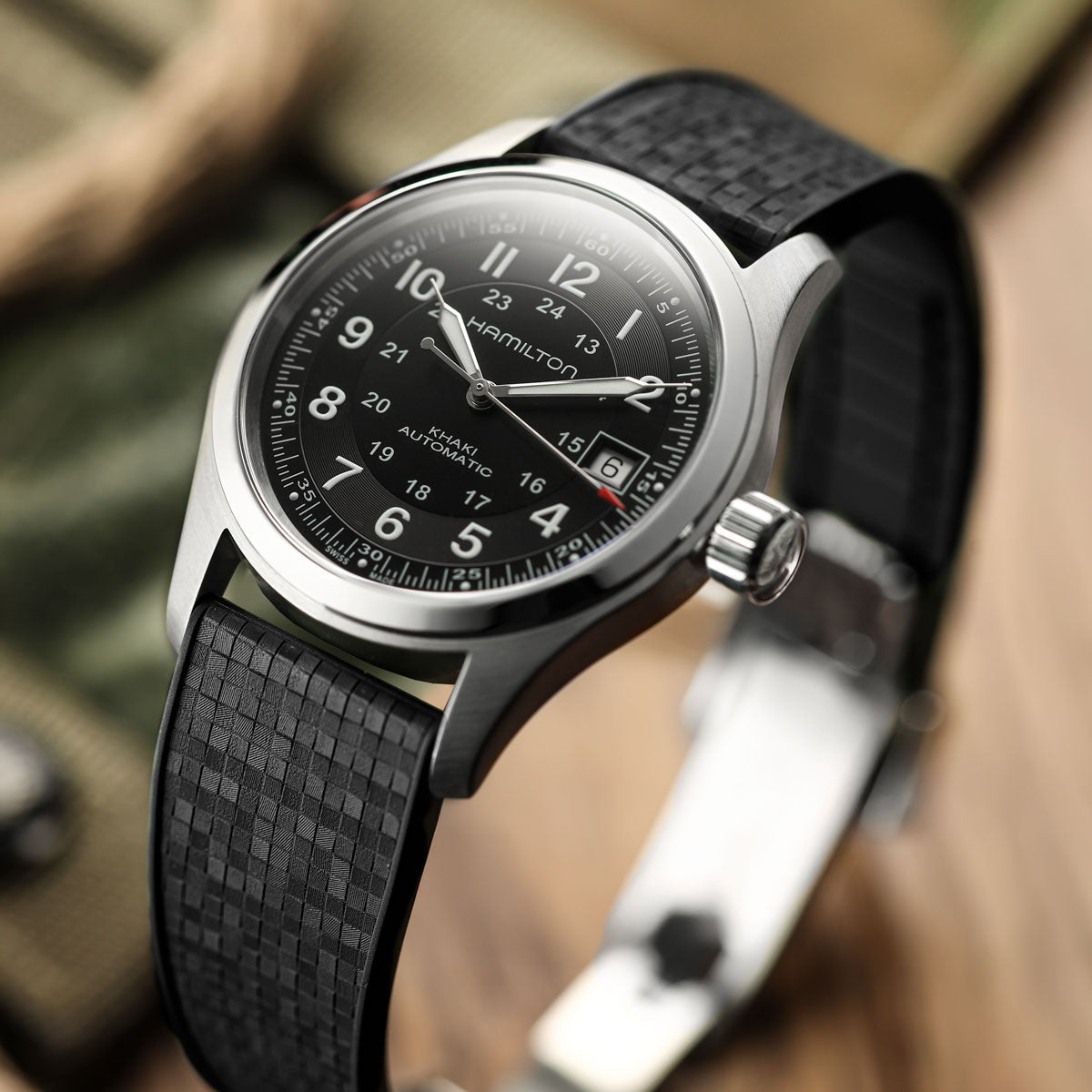 Mosaic CTS Rubber Watch Strap - Jet Black