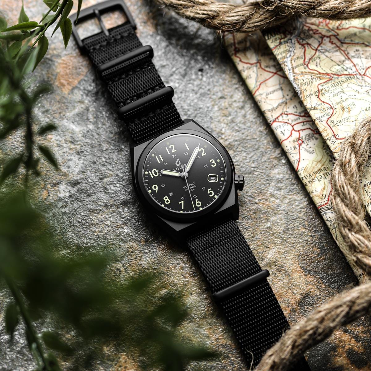 Boldr Venture Automatic Field Watch - Green Dusk