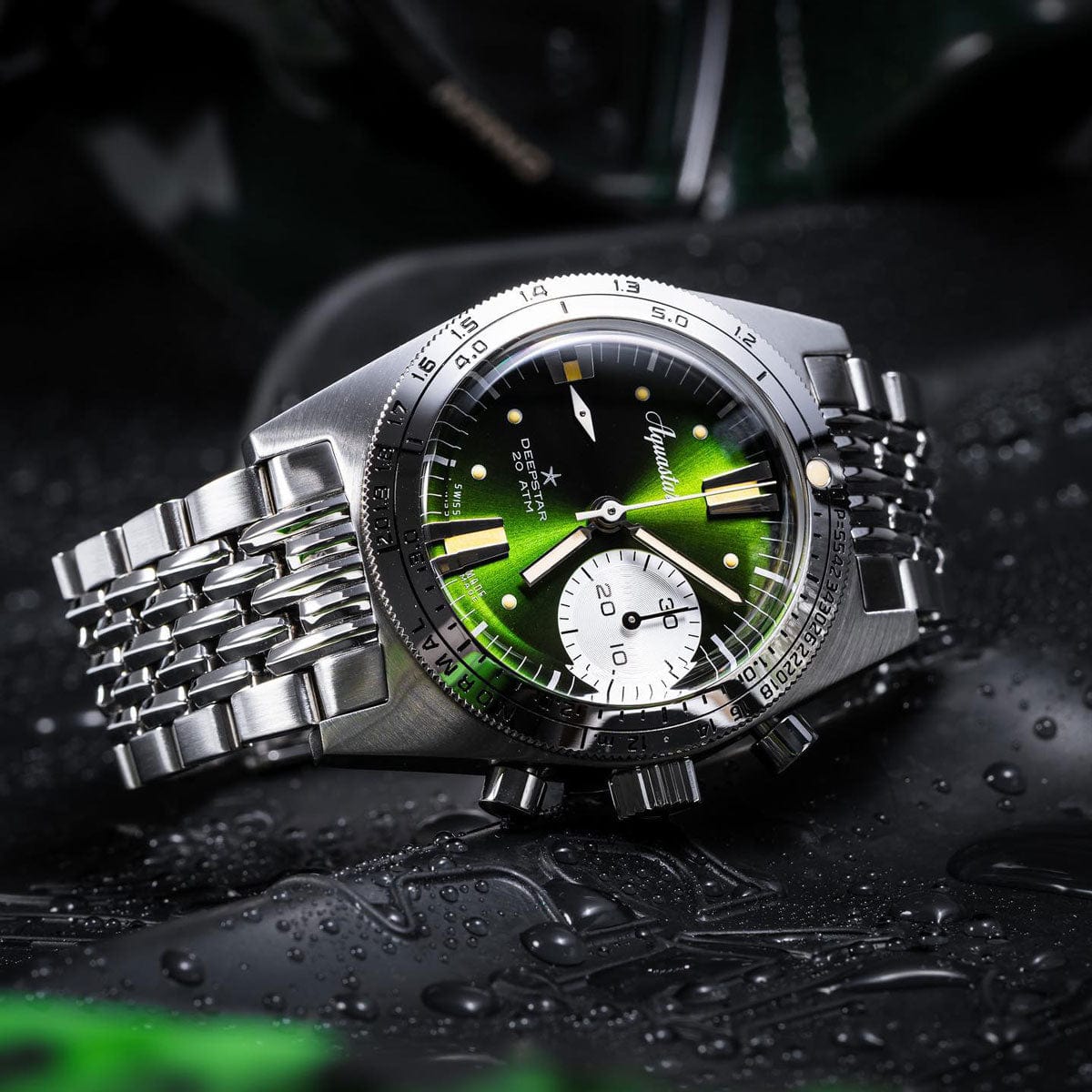 Aquastar Deepstar 39mm Chronograph Greenwich Dial BOR Bracelet