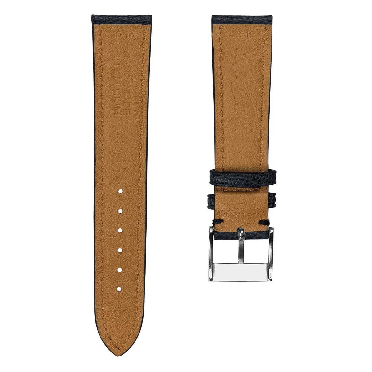 Durbuy Ostrich Leg Handmade Leather Watch Strap - Matt Blue