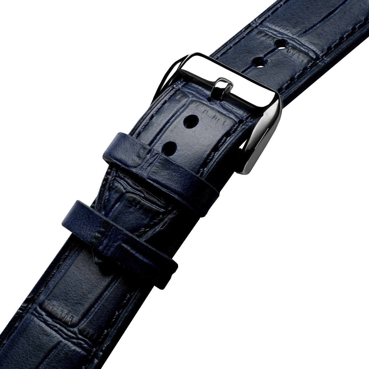 Louvain Croc Handmade Leather Watch Strap - Dark Blue