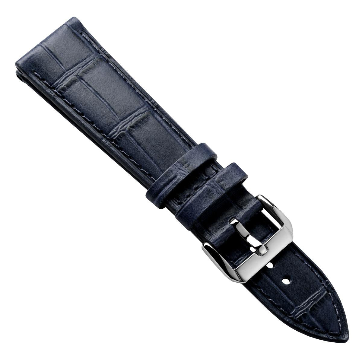 Louvain Croc Handmade Leather Watch Strap - Dark Blue