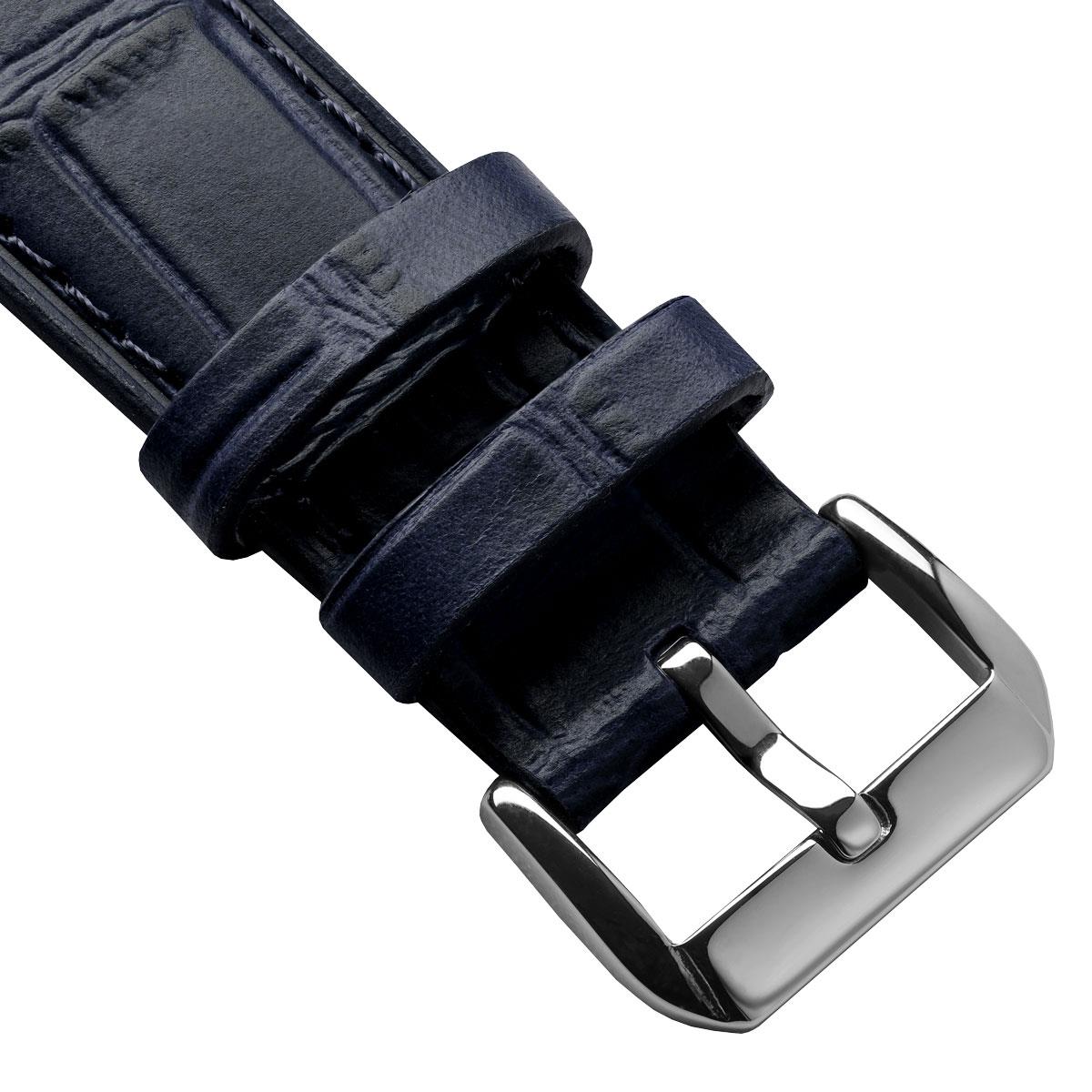 Louvain Croc Handmade Leather Watch Strap - Dark Blue