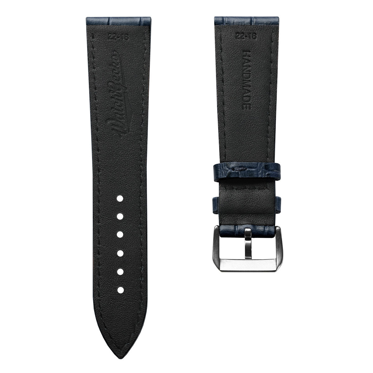 Louvain Croc Handmade Leather Watch Strap - Dark Blue