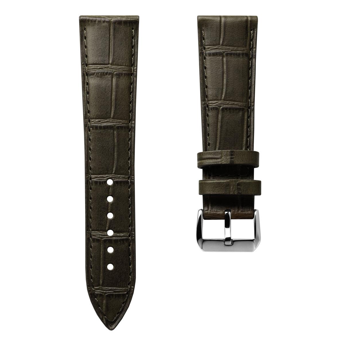 Louvain Croc Handmade Leather Watch Strap - Olive Green