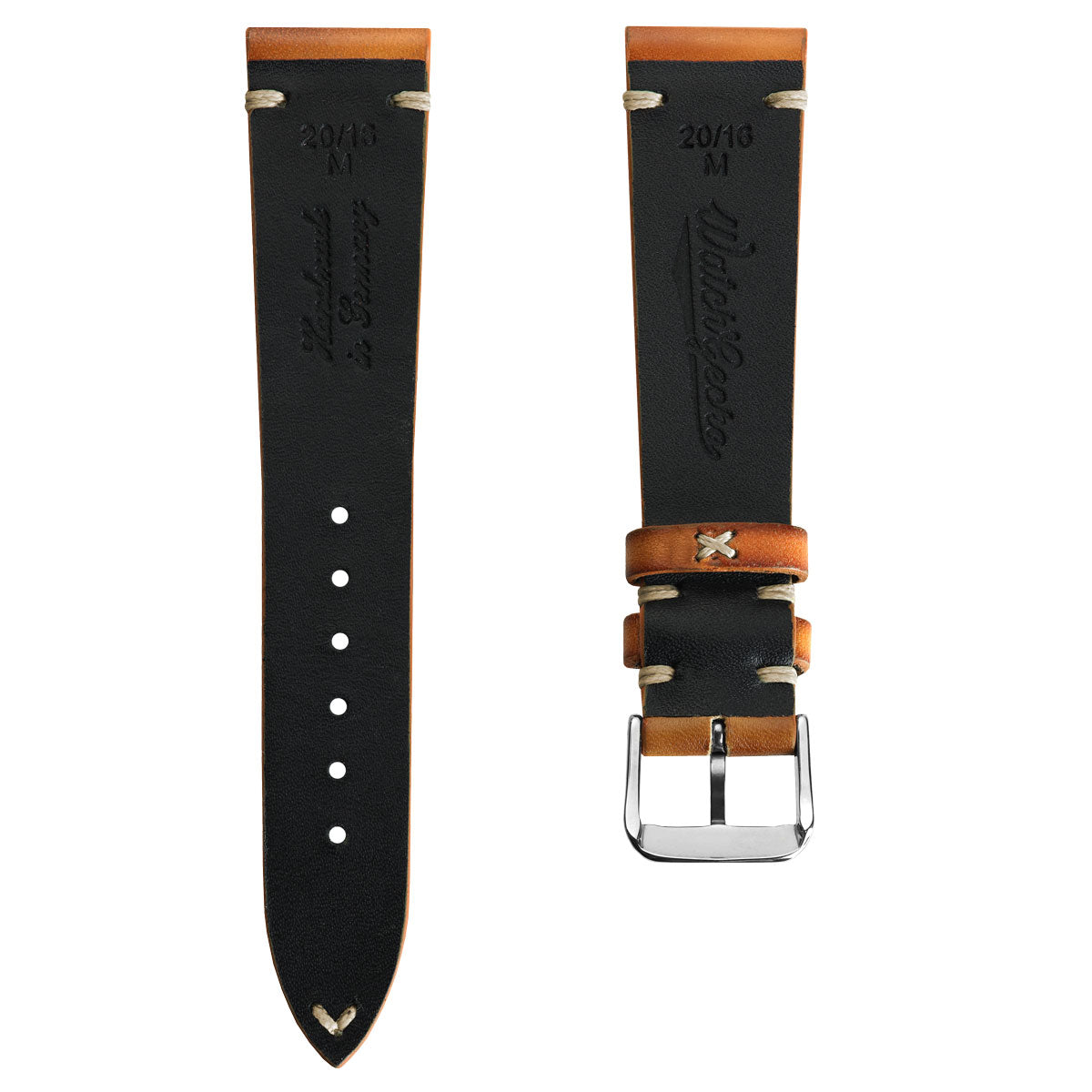 WatchGecko Oakley V-Stitch Hand-Painted Watch Strap - Light Brown