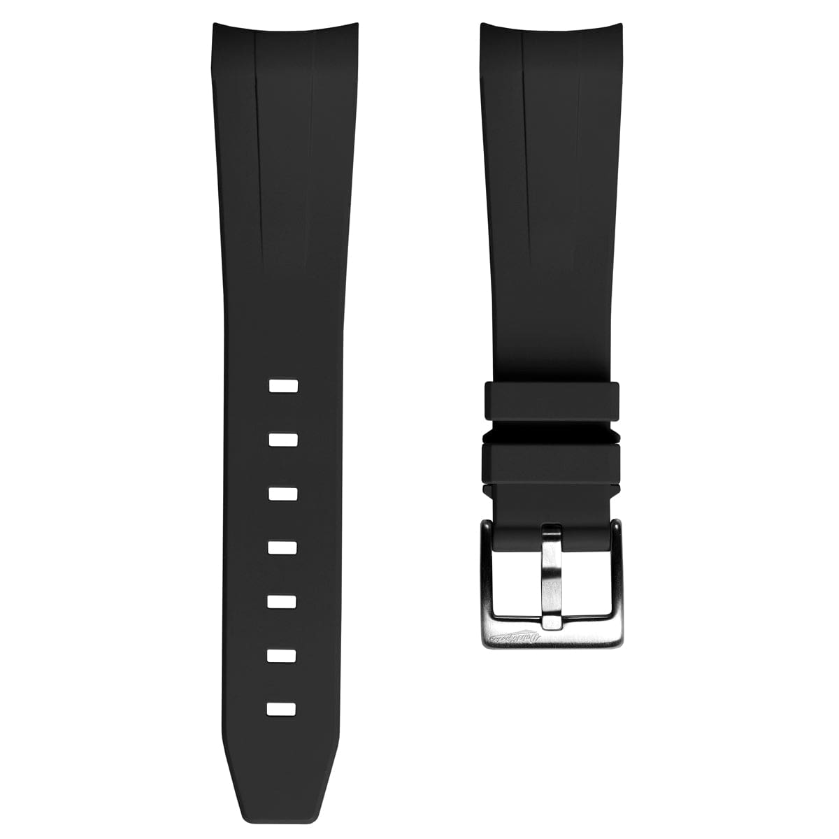 WatchGecko Curved Ends Rubber Watch Strap - Black